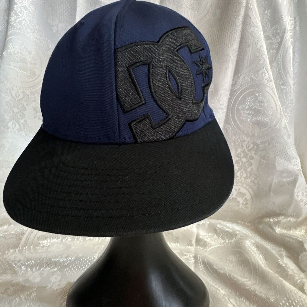 DC SHOES SnapBack Navy Hat Black Blue Flex-Fit Cap Size L/XL